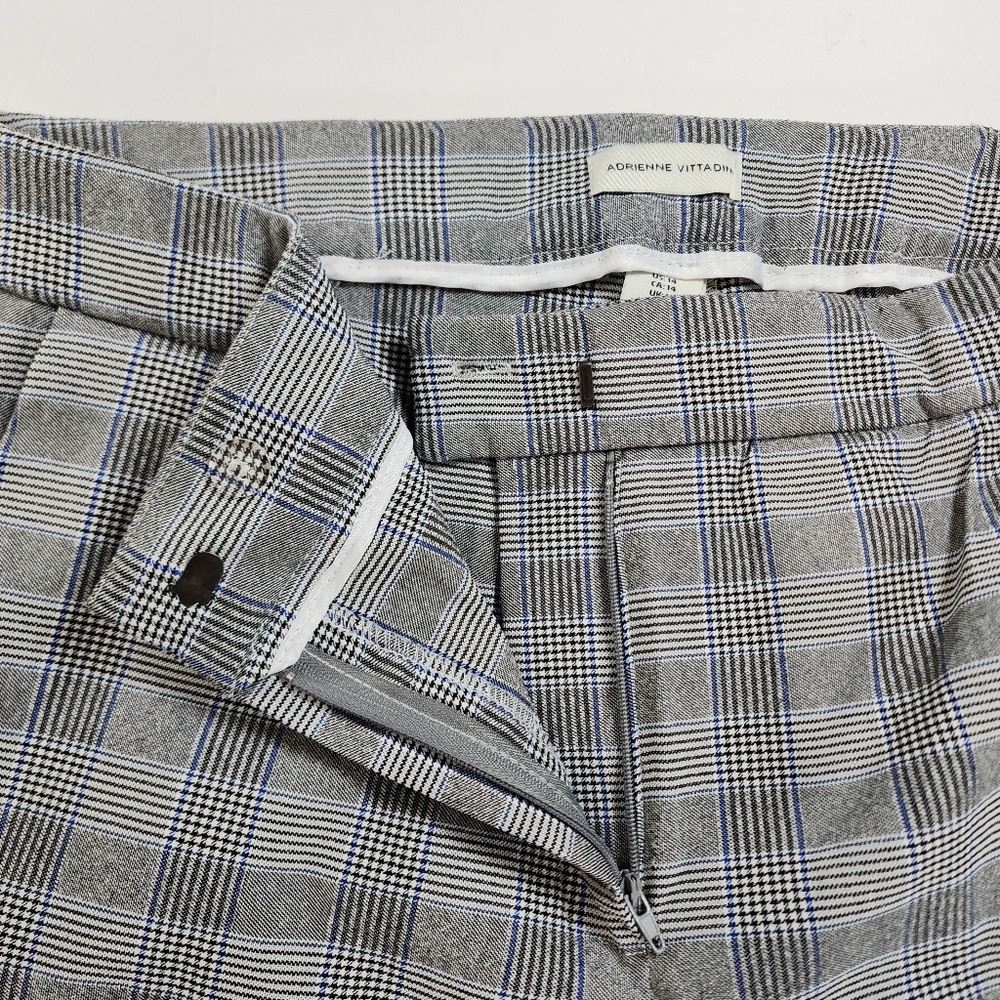 Adrienne Vittadini Gray Plaid Straight Leg Slack Office Workwear Pants Size 14 - Picture 5 of 14